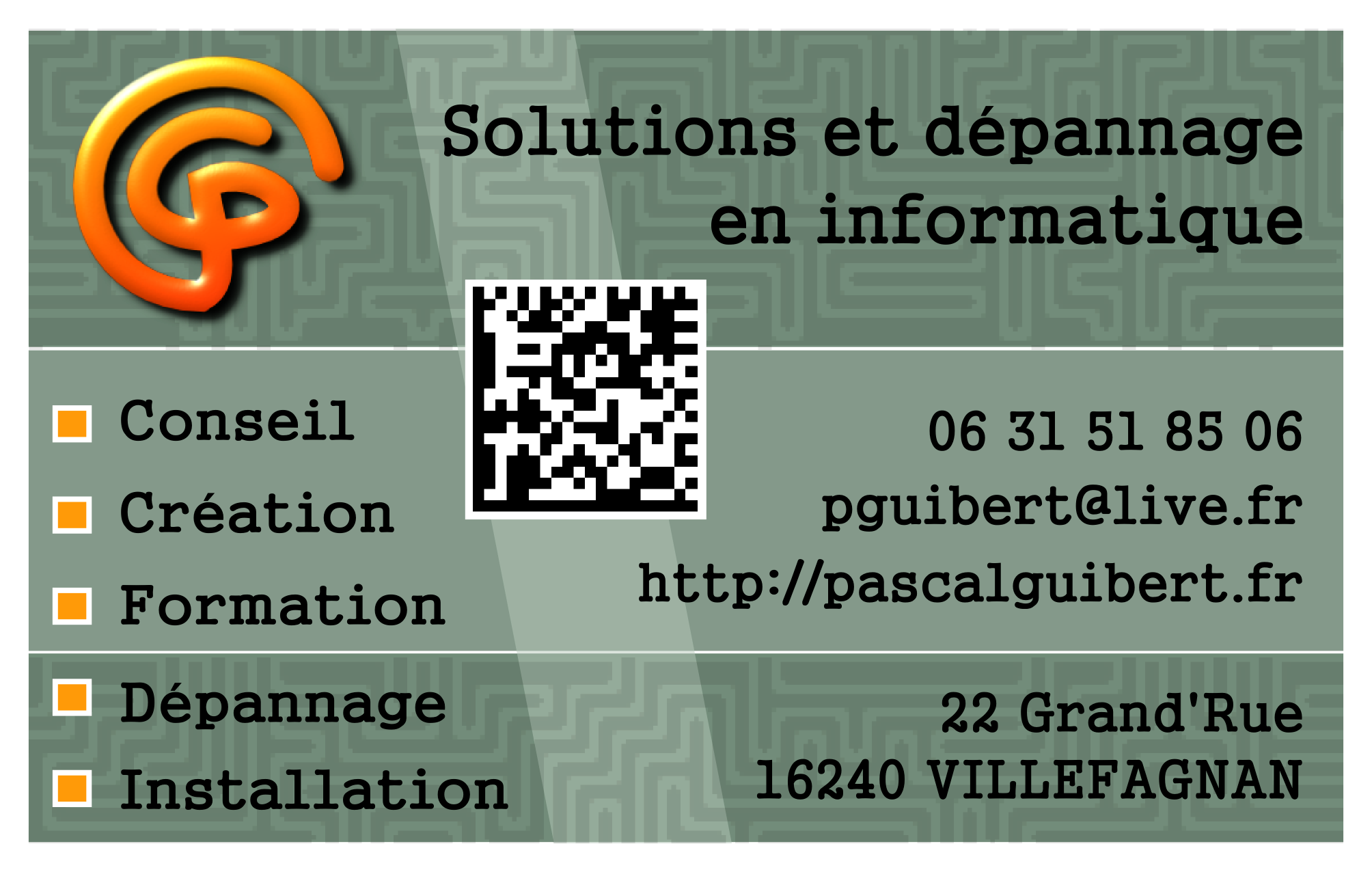 Carte de visite Pascal Guibert informatique